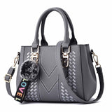 Embroidery Women Handbags with Fur Ball Designer PU Leather Shoulder Messenger Bag Office Lady Crossbody Tote Bag Female Purse